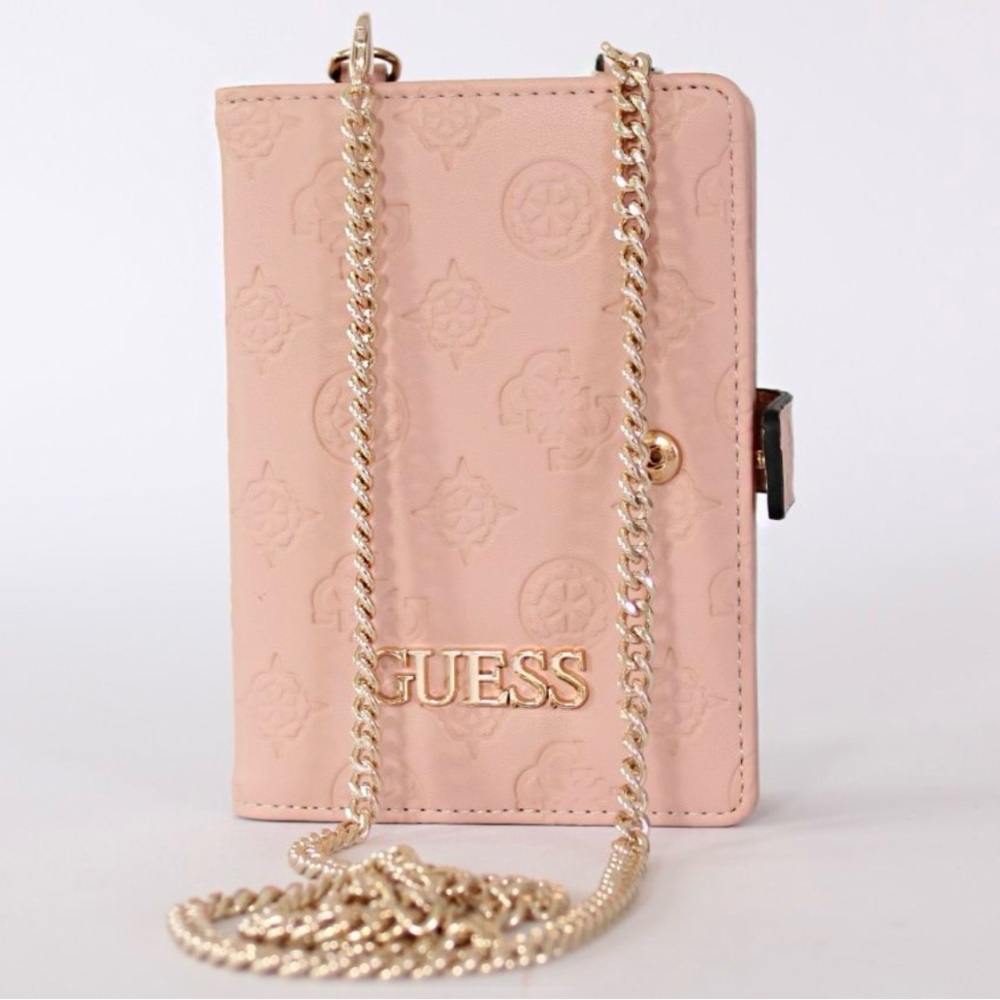 Guess Pink Passport Holder with Chain
